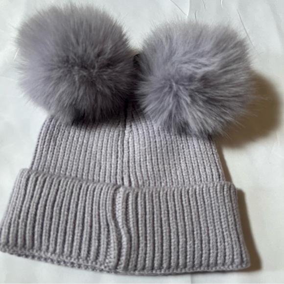C.C Kids Light‎ Purple Warm Cozy Winter Rib-Knit Beanie Hat with Faux Fur Pompom - Picture 6 of 10